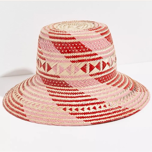 Free People Tierra Santa Wayuu Hat Red and Pink Woven Straw Hat main image 8
